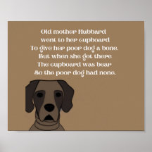 Oude moeder Hubbard rijmt een leuke hond in browse