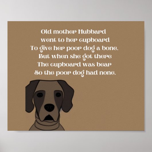 Oude moeder Hubbard rijmt een leuke hond in browse Poster (Voorkant)