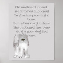 Oude moeder Hubbard schattige cartoon pret in grij