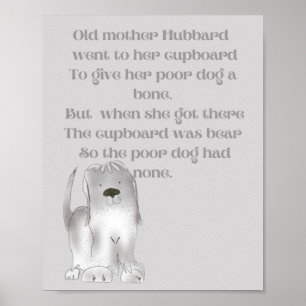 Oude moeder Hubbard schattige cartoon pret in grij Poster