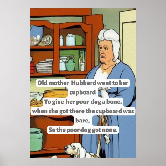 "Oude moeder Hubbard" stripboek uitstraling Poster (Voorkant)