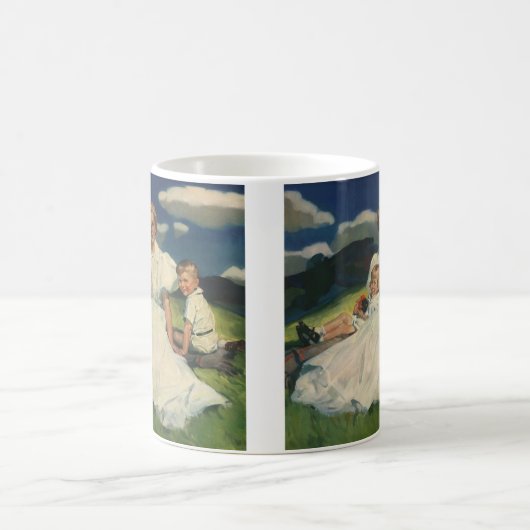 Oude Moederdag, moeder met kinderen Koffiemok (Center)