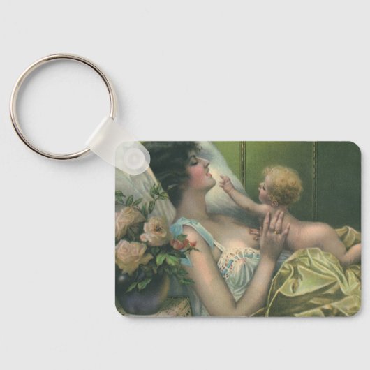 Oude Moederdag, Victoriaanse moeder met baby Sleutelhanger (Achterkant)