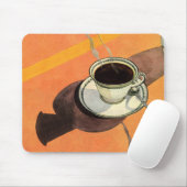 Oude mok koffie, schoteltje, lepel, retro diner muismat (Met muis)