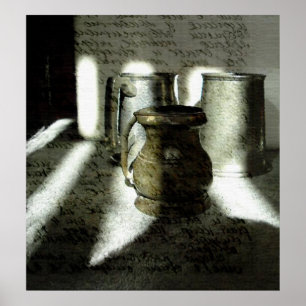 Oude Mokken van koper en turf Poster