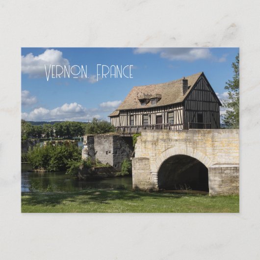 Oude Molen bij de rivier de Seine, Vernon Feestdagenkaart (Voorkant)