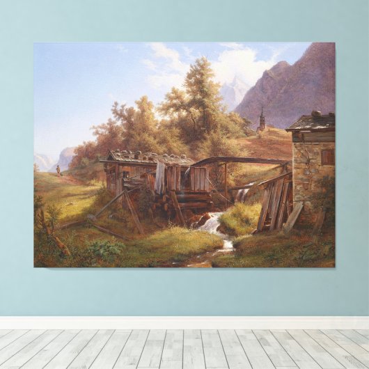 Oude molen in het dal bij Berchtesgaden Canvas Afdruk (Insitu (Houten vloer))