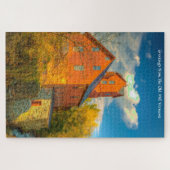 Oude molen in Vermont. Kerstgroeten legpuzzel (Horizontaal)