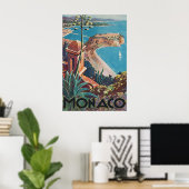 Oude Monacoreisposter Franse Riviera Poster (Thuiskantoor)