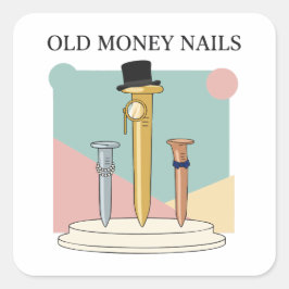 Oude-Money-Nagels Vierkante Sticker