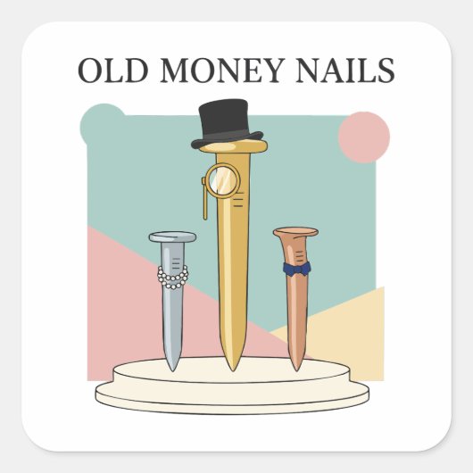 Oude-Money-Nagels Vierkante Sticker (Voorkant)