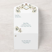 Oude Monogram Bloemrank All In One Uitnodiging (Buitenkant)