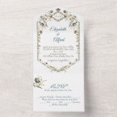 Oude Monogram Bloemrank All In One Uitnodiging (Binnen)