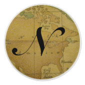 Oude monogram-papierbak keramische knop (Voorkant)
