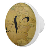 Oude monogram-papierbak keramische knop (Rechts)