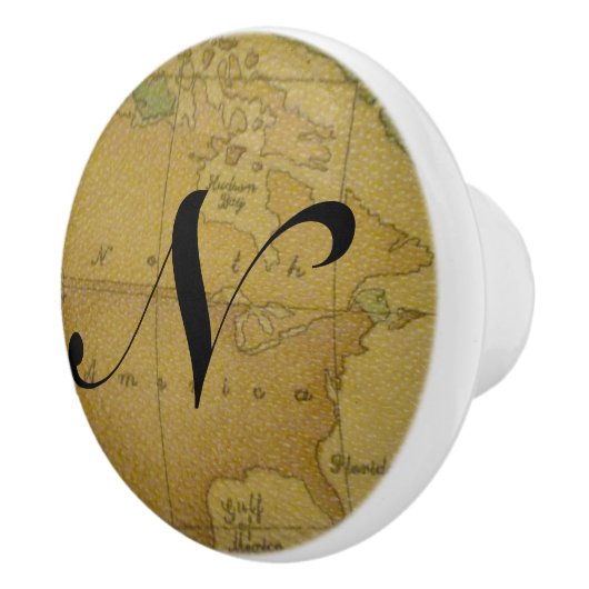 Oude monogram-papierbak keramische knop (Rechts)