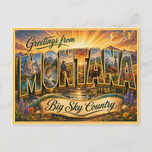 Oude Montana Groet Vanansichtkaart Briefkaart (Voorkant)
