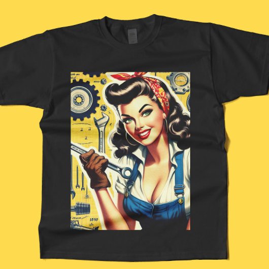 Oude monteur pin-up t-shirt