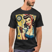 Oude monteur pin-up t-shirt (Voorkant)