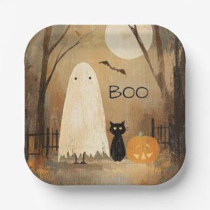 Oude Moody Ghost & Zwarte Kat Papieren Bordje