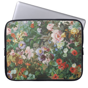 Oude mooie kleurrijke bloemen bloemenschilderij laptop sleeve