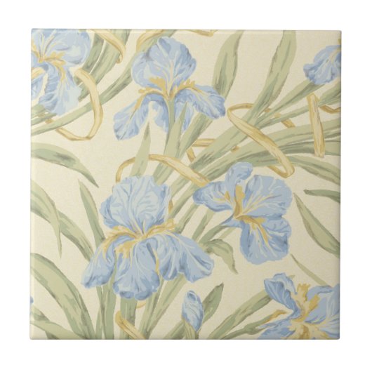 Oude mooie paarse blauwe iris bloem patroon tegeltje (Voorkant)