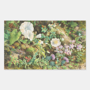 Oude mooie petunia bloemen bloemenschilderij rechthoekige sticker