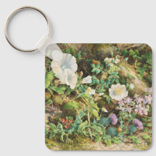 Oude mooie petunia bloemen bloemenschilderij sleutelhanger