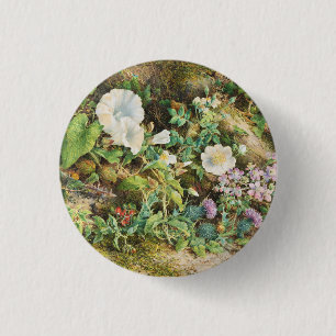 Oude mooie petunia bloemen bloemenschildering ronde button 3,2 cm