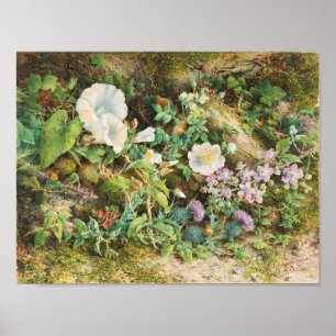 Oude mooie petunia bloemen bloemschilderij poster