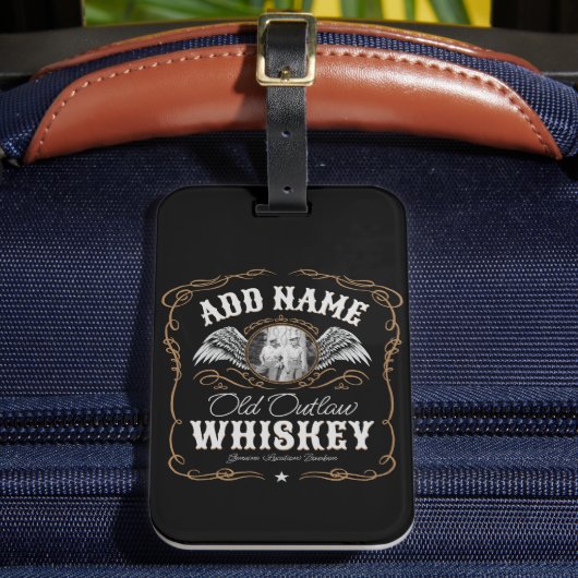 Oude Moonshine Whiskey Label TOEVOEGEN FOTO Famili Bagagelabel (Voorkant Insitu 2)