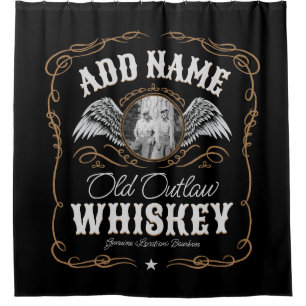 Oude Moonshine Whiskey Label TOEVOEGEN FOTO Famili Douchegordijn