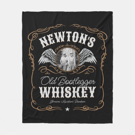 Oude Moonshine Whiskey Label TOEVOEGEN FOTO Famili Fleece Deken (Voorkant)