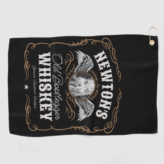 Oude Moonshine Whiskey Label TOEVOEGEN FOTO Famili Golfhanddoek (Horizontaal)