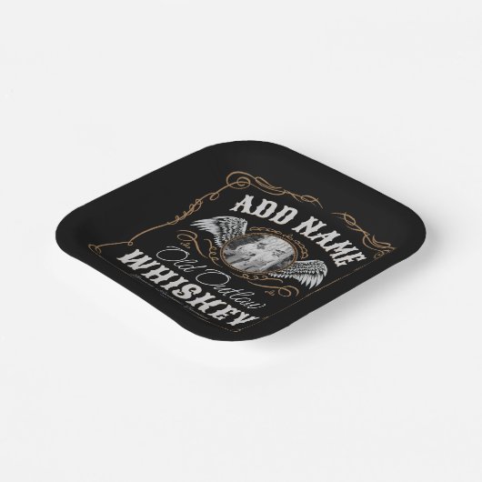 Oude Moonshine Whiskey Label TOEVOEGEN FOTO Famili Papieren Bordje (Gebogen)