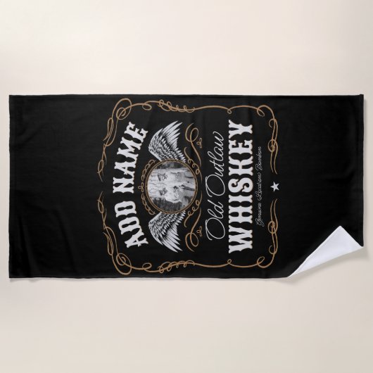 Oude Moonshine Whiskey Label TOEVOEGEN FOTO Famili Strandlaken (Voorkant)