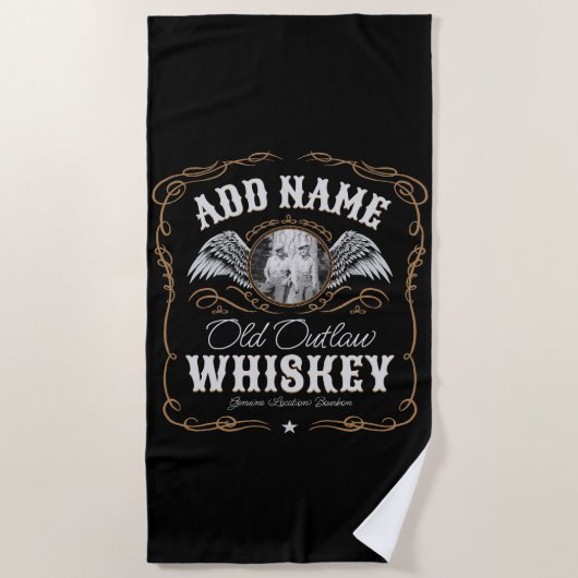 Oude Moonshine Whiskey Label TOEVOEGEN FOTO Famili Strandlaken (Voorkant)