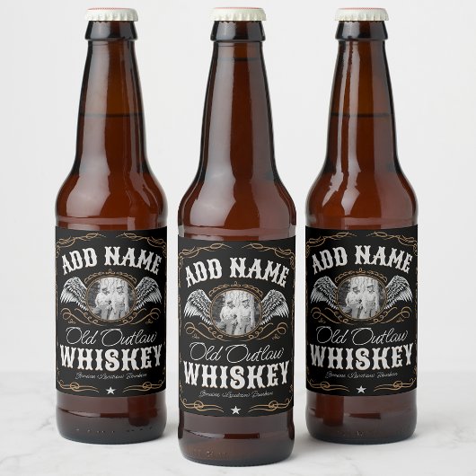Oude Moonshine Whiskey Label VOEG FOTO Toe Familie Bier Etiket