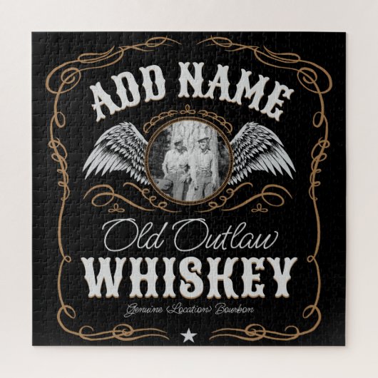 Oude Moonshine Whiskey Label VOEG FOTO Toe Familie Legpuzzel (Verticaal)