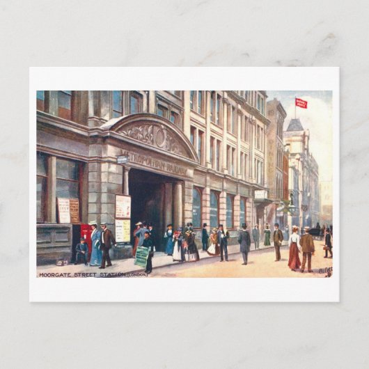 Oude Moorgate Street Station (Londen) Briefkaart (Voorkant)