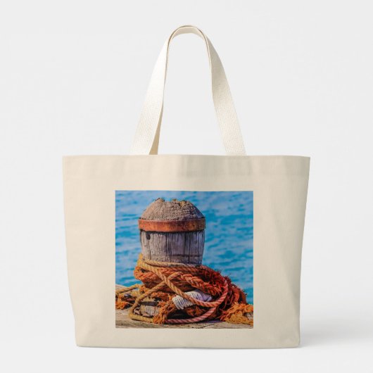 Oude Mooring Bollard Grote Canvas tas (Achterkant)
