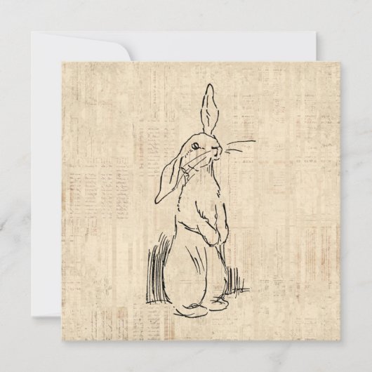 Oude Mopige Konijn Konijn Kunst Script Achtergrond Kaart (Voorkant)