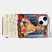 Oude moppige Valentijnsdag, Meisje met Rode Harten Case-Mate iPhone Case (Achterkant (horizontaal))
