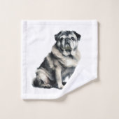 oude mopshond bad handdoek (Wasdoekje)