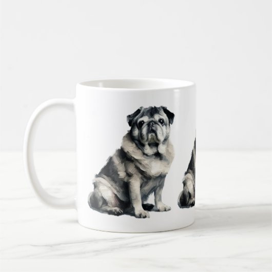 oude mopshond koffiemok (Links)