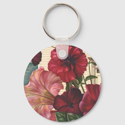 Oude Morgenrood Bloemen in de Tuin Sleutelhanger (Voorkant)