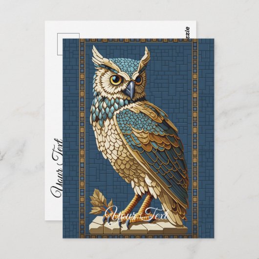 Oude Mosaic Owl. Briefkaart (Voorkant / Achterkant)