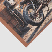 Oude motor geparkeerd in een  garage tissuepapier (Detail)