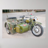 Oude motorfiets 750B-2 met zijspan Poster (Voorkant)