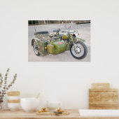 Oude motorfiets 750B-2 met zijspan Poster (Keuken)